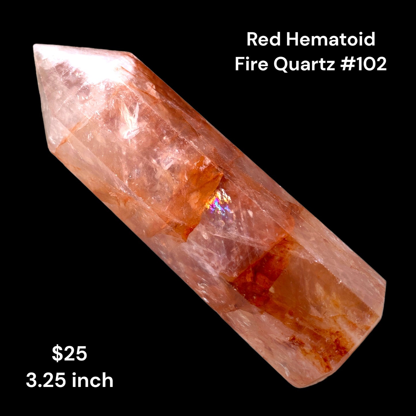 Red Hematoid Fire Quartz - 3.25 inch - 88g - Polished Points