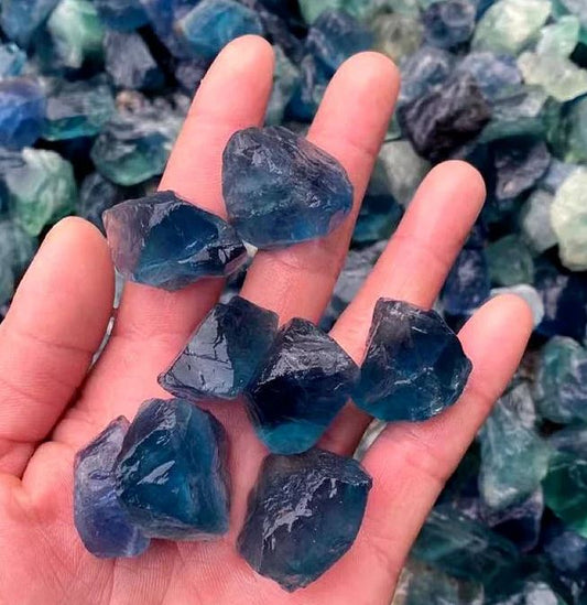 Blue Fluorite Raw Chunks - 15 - 25MM - 1 lb. - Grade A - NEW822