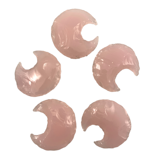 ROSE QUARTZ Color - CRESCENT MOON Flinted - 30 to 40mm - India - NEW1222