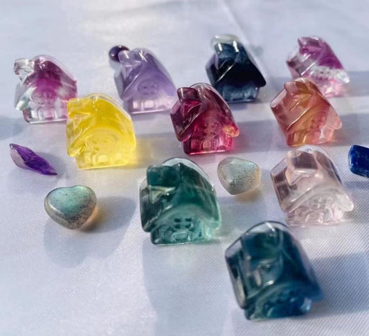 House - Fluorite - 1 cm - Micro Collection Hand Carved in China - NEW922