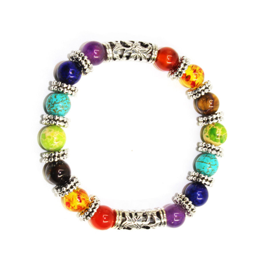 Bracelet de pierres précieuses Chakra avec breloques - 6 mm - NEW521