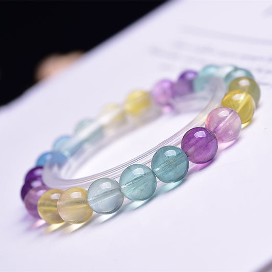 Bracelet Fluorite Coloré - Bijoux fantaisie &amp; Unisexe Multicolore 10mm - NEW222