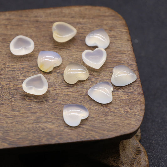 Polished Cabochon Heart - 10mm 5g - White Agate - NEW221