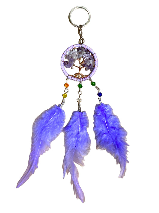 Amethyst - Feather Dream Catcher Key ring - 4.25 x 1 inch - NEW123