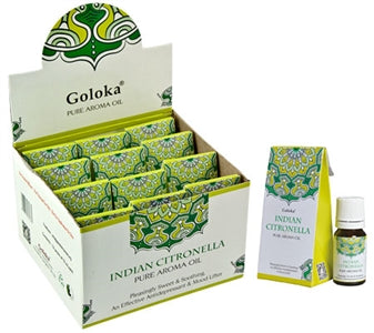 Goloka Indian Citronella  Aroma Oil - Display Box With 12 Bottles