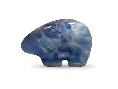Abstract Bear - Blue Calcite - Rare Carving from Madagascar