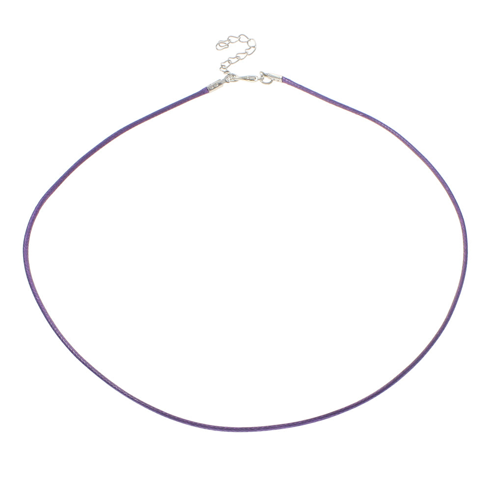 PURPLE Waxed Necklace Cord, Waxed cotton Cord, with iron chain, Zinc Alloy lobster clasp, with 4cm extender chain, platinum color plated 1.5mm Approx. 17.5 inch