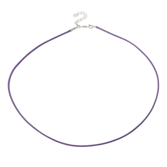 PURPLE Waxed Necklace Cord, Waxed cotton Cord, with iron chain, Zinc Alloy lobster clasp, with 4cm extender chain, platinum color plated 1.5mm Approx. 17.5 inch