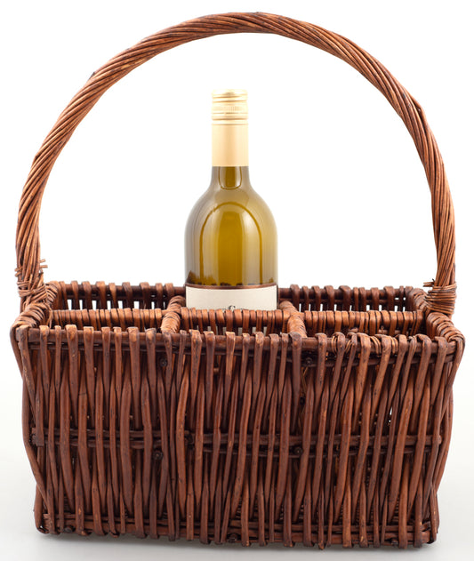 Brown Willow 6 Bottle Wine Carrier 12.5 x 8.75 x 6.25 Deep