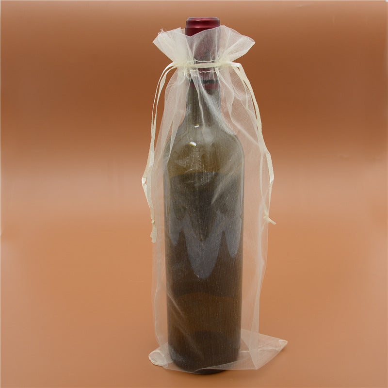 PK/100 Sacs pour bouteilles de vin - Argent 6 x 15 pouces - ORGANZA - RECTANGLE avec cordon de serrage - 15 x 38 cm - NEW922