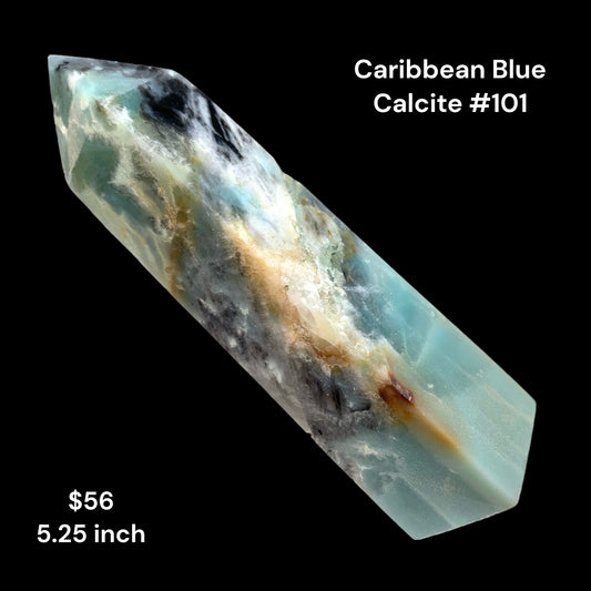 Caribbean Blue Calcite - 5.25 inch - 235g - Polished Towers