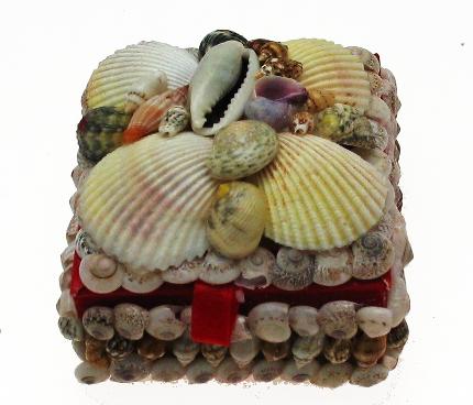 SHELL JEWEL BOX - 3 inch - SQUARE SHAPE