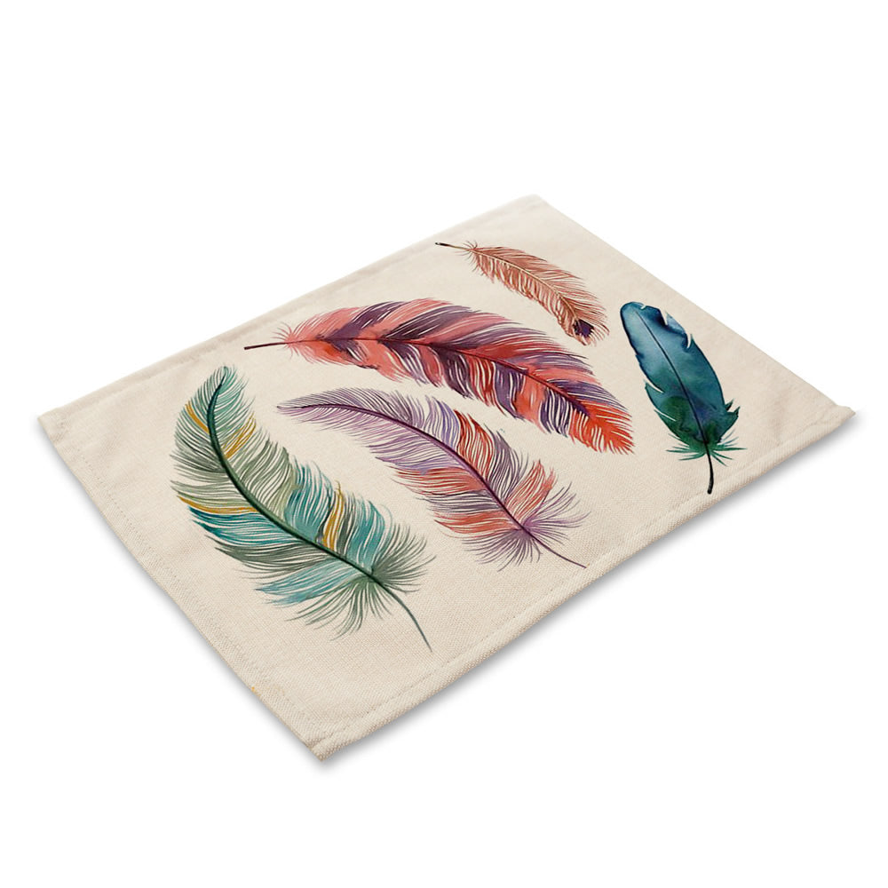 Set de table en coton - Plumes grasses sur beige - Rectangle - Taille 42x32cm - NEW521