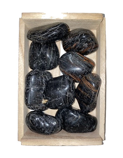 Black Tourmaline Quality 2A Tumbled Stones - Large 30 - 40 mm - 1 lb - Brazil - NEW122