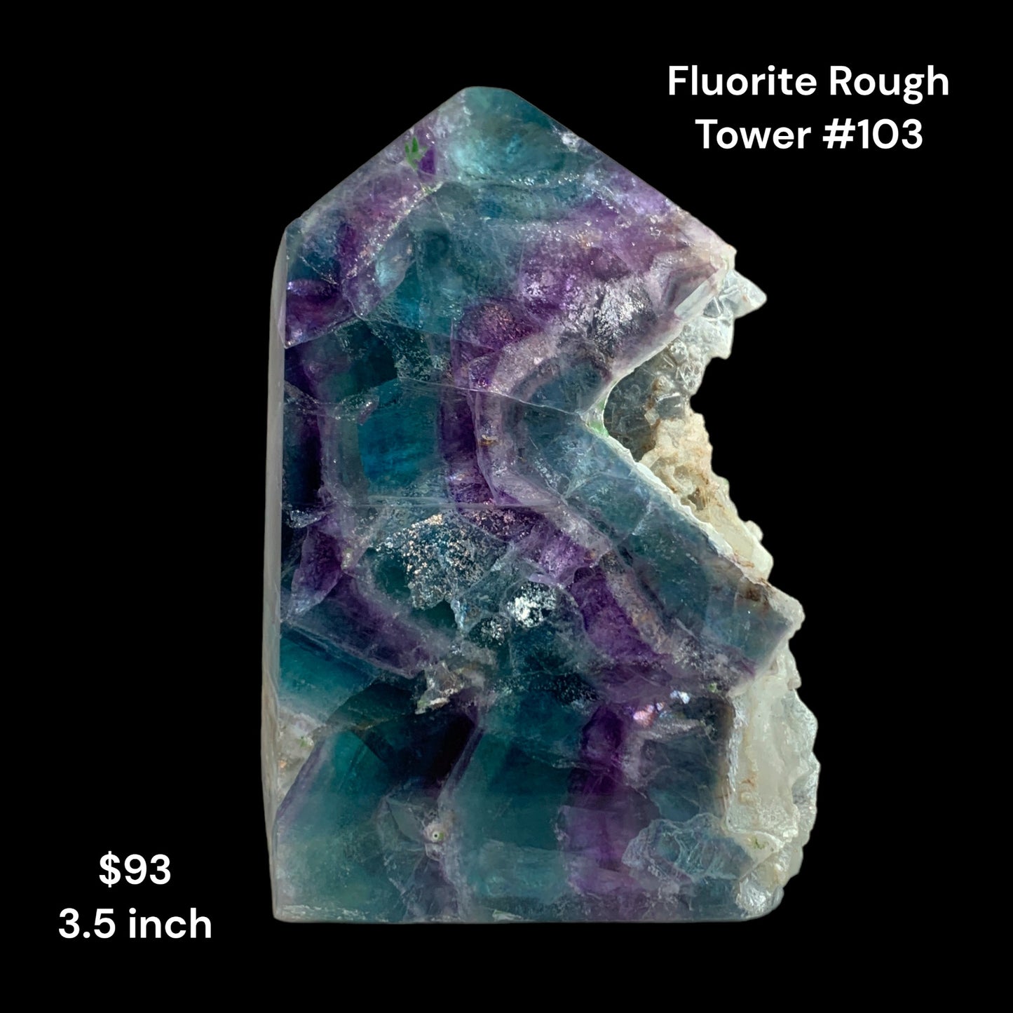 Fluorite Green & Purple -  3.5 inch - 256g - Rough Edge Polished Towers - Polished Points