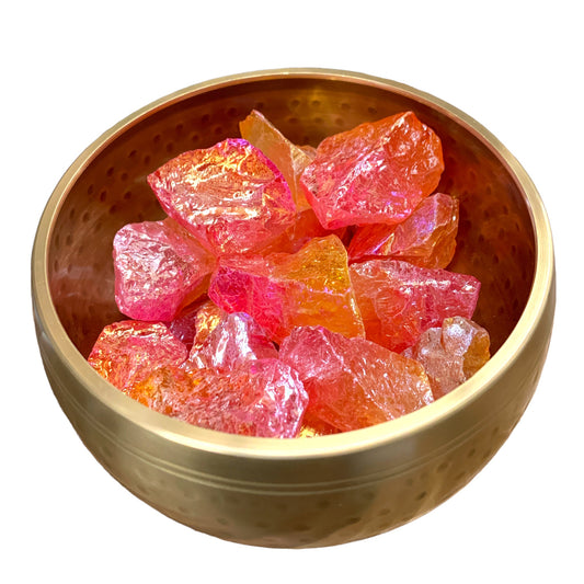 Quartz Chunks Aura Fuchsia Yellow Finish - 1.5 to 2.5 inch - per gram - India - 500 gram minimum - China - NEW223