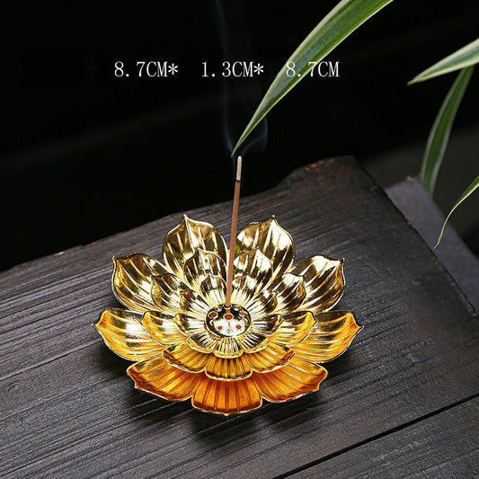 Lotus Brass Incense Burner - Gold - 8.3 cm - NEW922