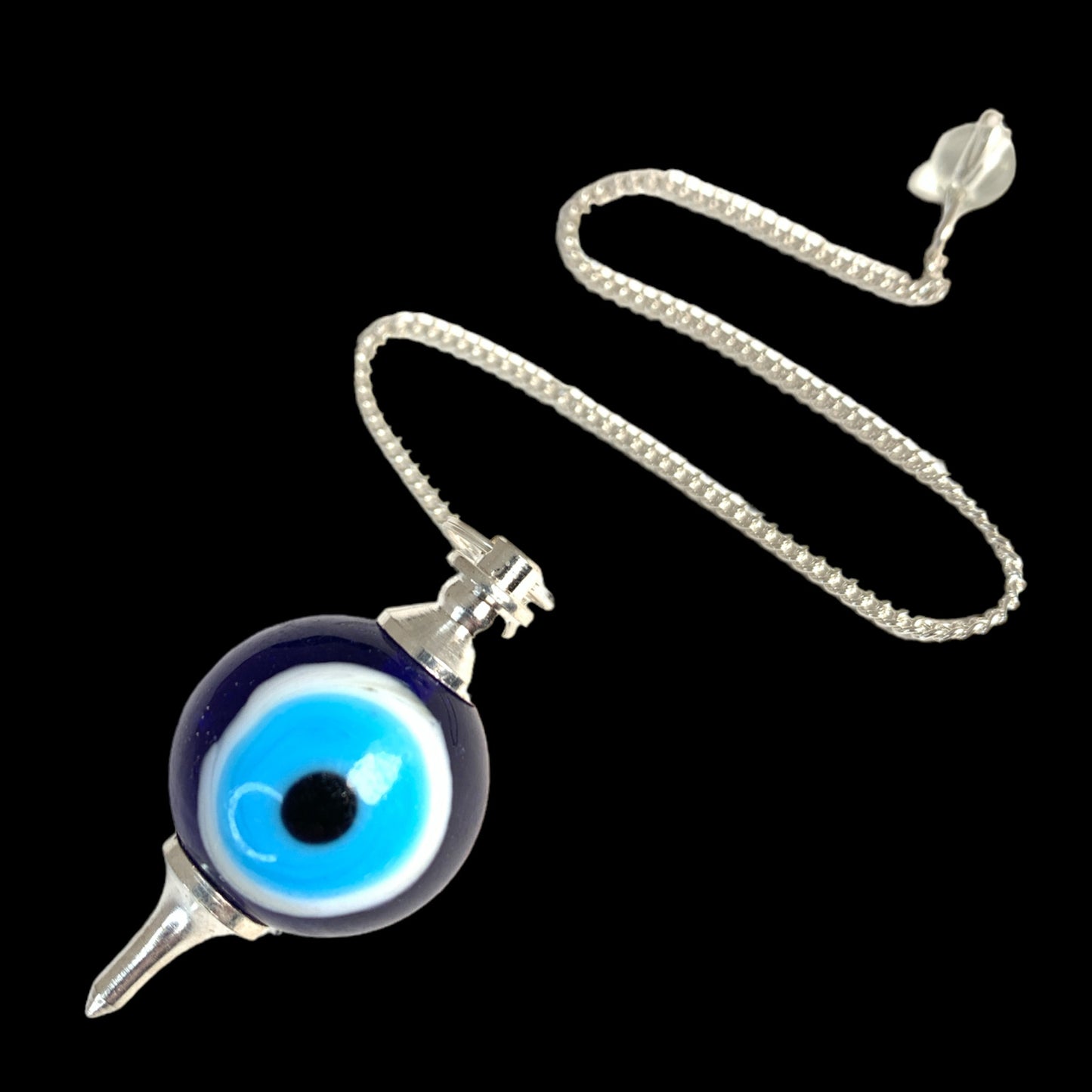 Evil Eye Ball Pendulum - Silver Chain - 40mm - India - NEW323