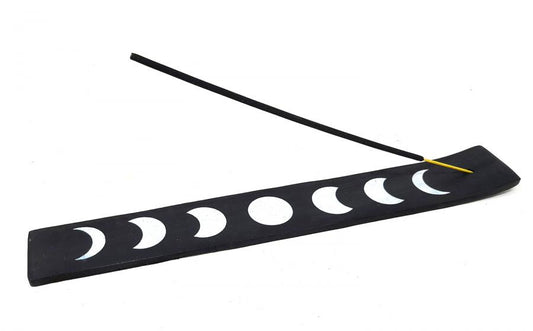 Set/12 - Moon Phase Wooden Incense Burners - 10 inch - Black & White - NEW124