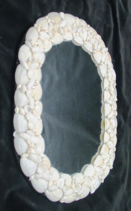 SEA SHELL OVAL MIRROR  13  x  10 inch - WHITE ONLY