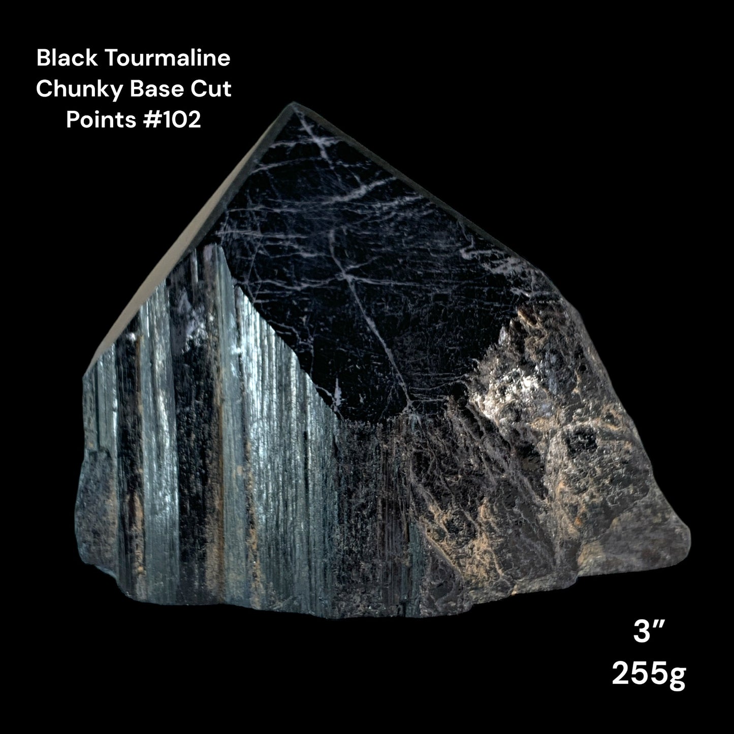 Black Tourmaline - 3 inch - 255g - Natural Cut Base Chunky Polished Points