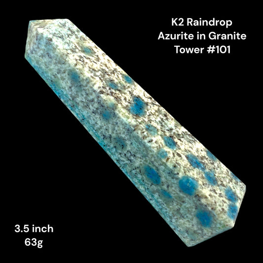 K2 Raindrop Azurite in Granite - 3.5 inch - 63g - Polished Towers