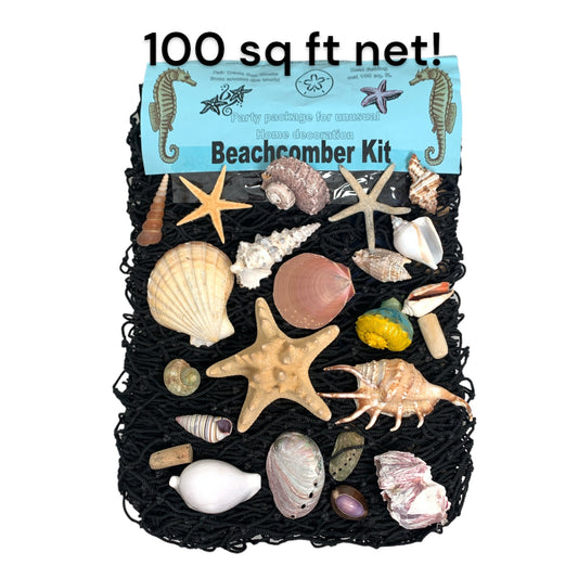 DELUXE BEACHCOMBER KIT - 100 SQ FT FISHING NET WITH SHELLS