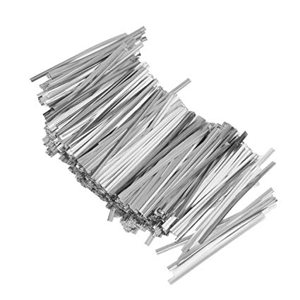 SINGLE WIRE BAG TIES - METALLIC  SILVER 4 inch