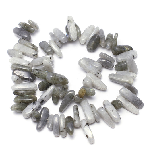 Labradorite A Gemstone Bead Nuggets - 1mm Hole - 15.5 Inch Long Size:5x13x4mm to 8x30x8mm