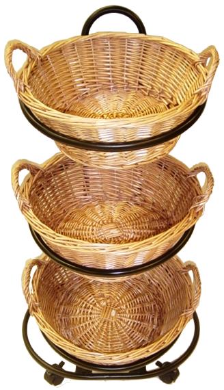 TRIPLE LOOP METAL  STAND ON WHEELS WITH 3 BASKETS