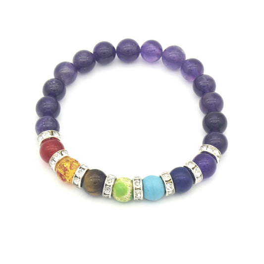 Gemstone Bracelet with Amethyst - 8mm 7 Inch - NEW521