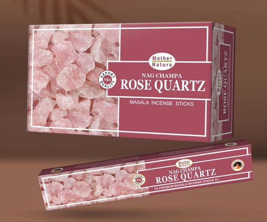 Bâtonnets d'encens Mother Nature ROSE QUARTZ - La boîte contient 12 boîtes de 15 grammes - NEW222