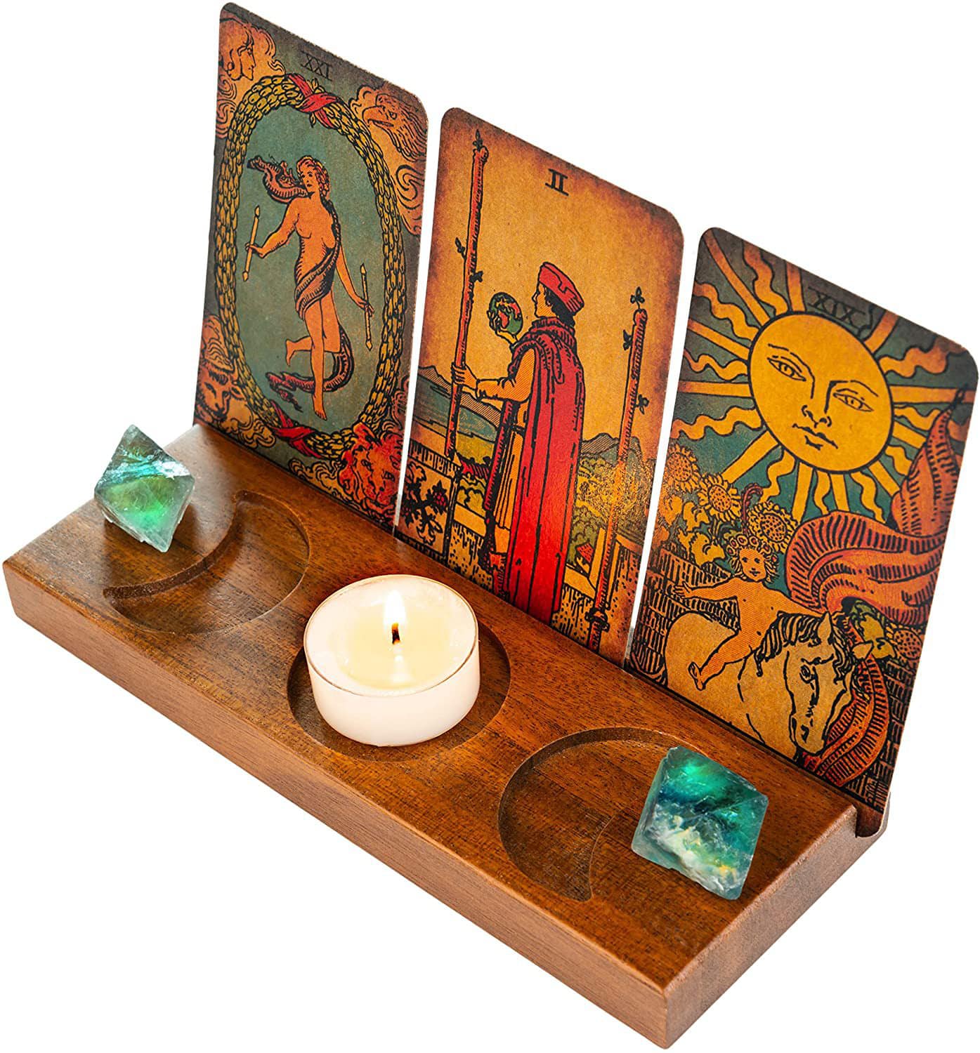 Solid Wood Tarot Card Holder Stand with Moon Cutouts - 8x3x1 - China - NEW523