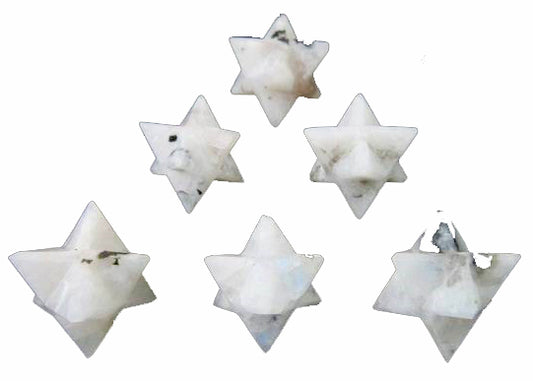 Rainbow Moonstone Merkaba Star Stones 15-18mm - 10 Grams - India (Minimum 5) NEW1020