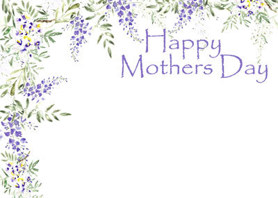 PK/50 - Flora Cards - Happy  Mother's Day - Watercolour Flowers
