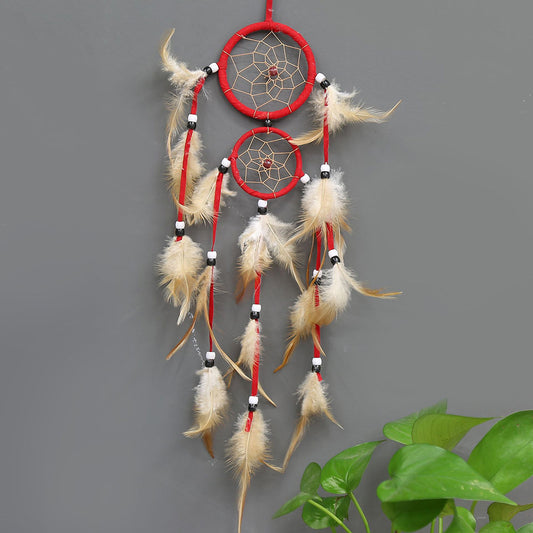 Fashion Dream Catcher Feather Nylon Cord Tassel - RED - 500 to 550mm