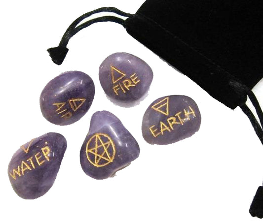 5 Element Amethyst Set With Pouch - 80 grammes 30x35mm - NEW121