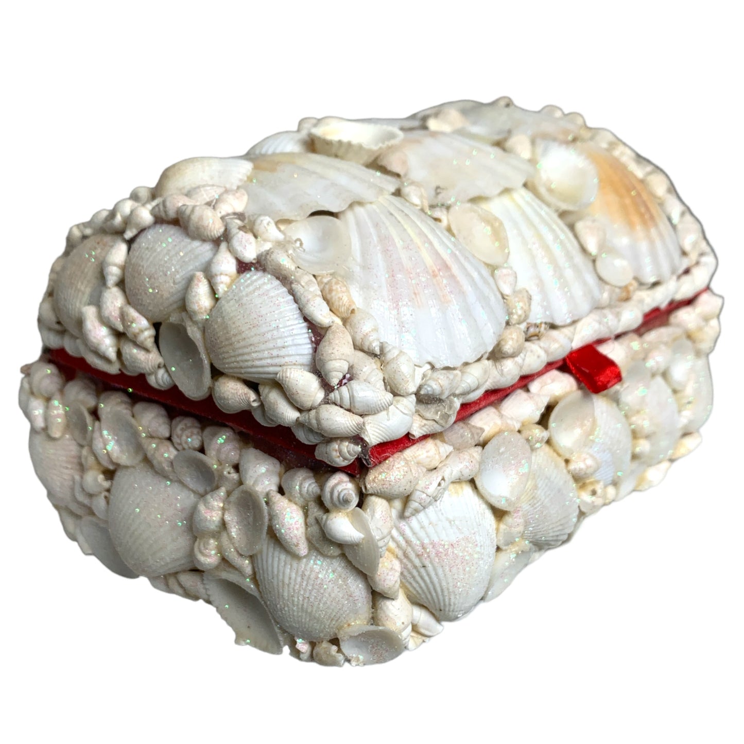 WHITE - SHELL PIRATE CHEST BOX - 7 inch