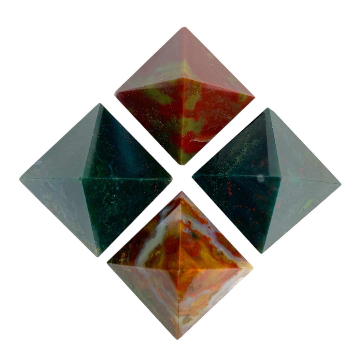 Blood Stone - Small Pyramids - 23 to 28mm - Price per piece 15g - Order in 5's - NEW121