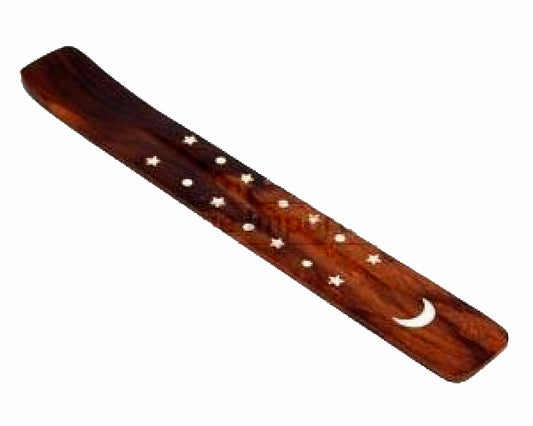 Set/12 - White Moon Natural Wooden Incense Burner - 10 inch Long