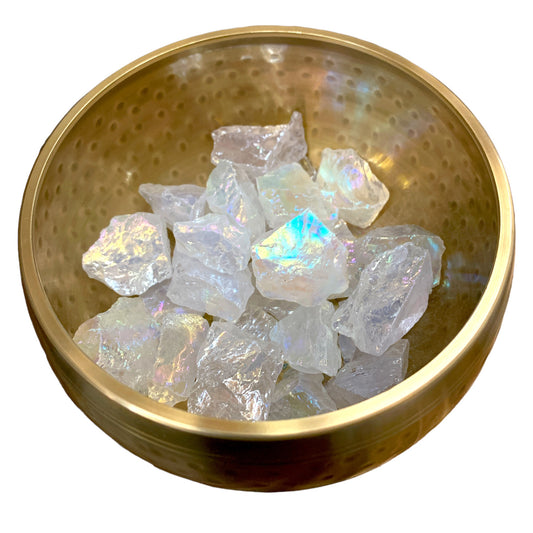Quartz Chunks Aura White Rainbow Finish - 1.5 to 2.5 inch - per gram - India -  500 gram minimum - China - NEW223