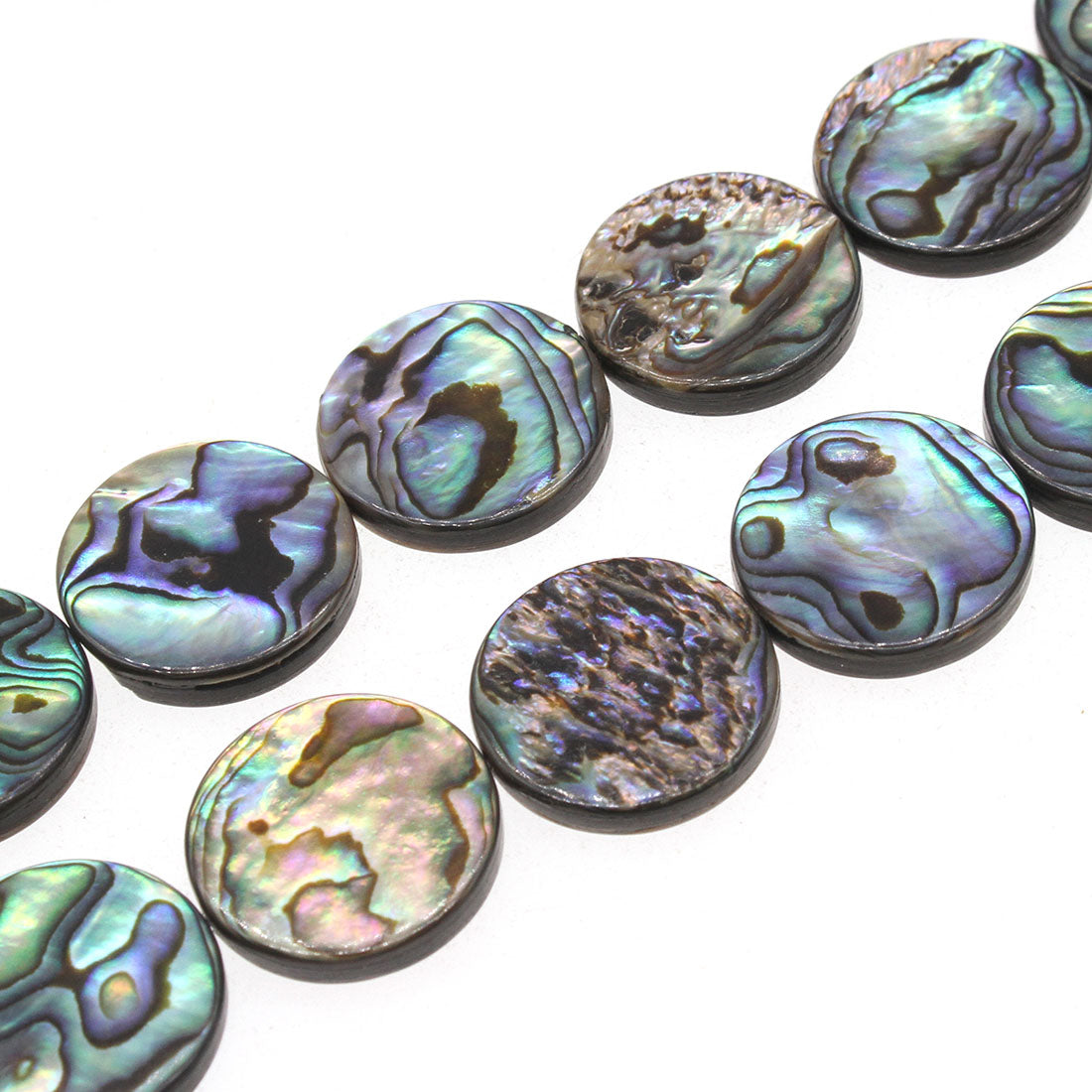 Abalone Shell Beads - Round - 10mm Weight: 31 Grams per Strand - NEW421