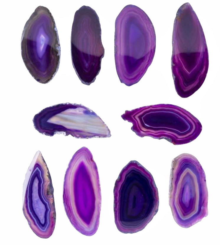 Agate Slices Purple - Grade B Taille #0 - 3 x 1,2 pouces - 7,5 à 8,5 x 3 à 4 cm - NEW122