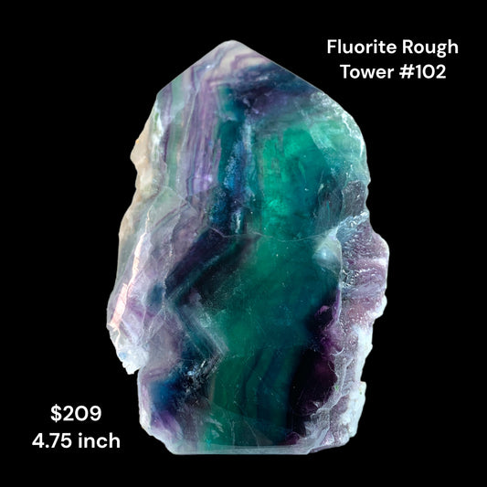 Fluorite Green & Purple - 4.75 inch - 579g - Rough Edge Polished Towers Polished Points