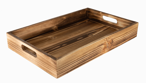 Brown Fir wood Tray MEDIUM 17.75 x 13 x 2.25 inch (use basket bag 35x40)