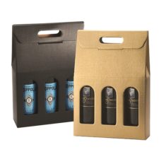 BLACK 3 WINE BOTTLES 750ml CORRUGATED BOX - Order in 30's