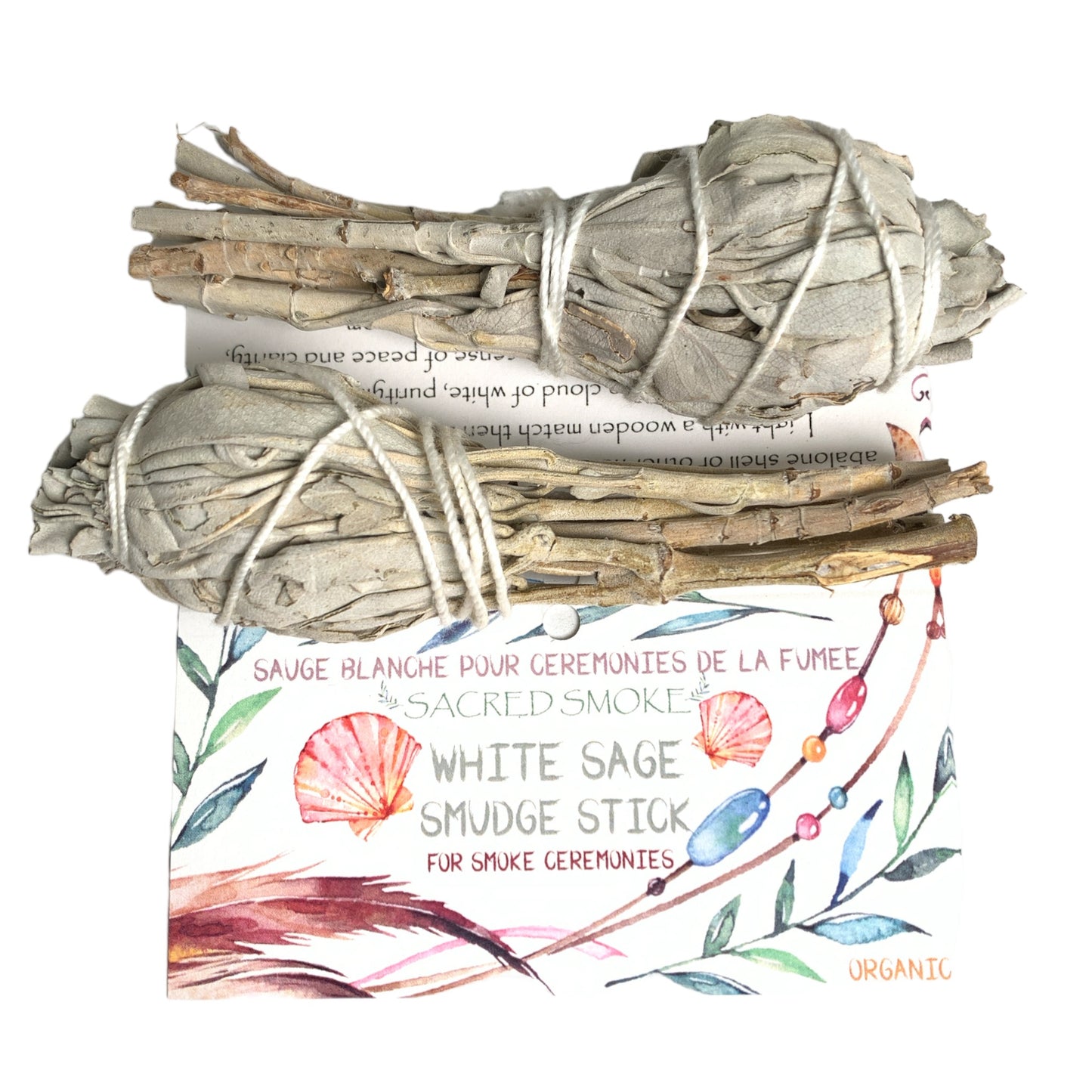 Pack of 2 White Sage Torch Style4 inch Smudge Sticks Bundle Wand Packaged with Header