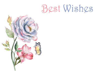 PK/50 - Flora Cards - Best Wishes - Watercolour Flowers