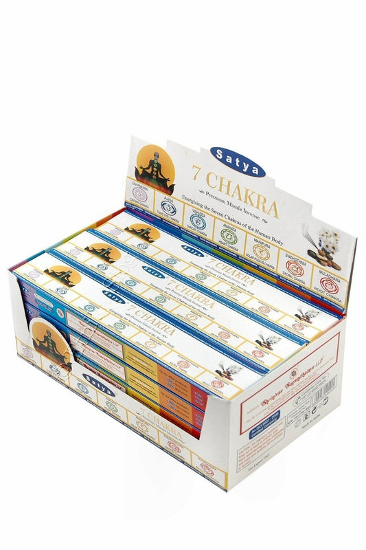 Satya Premium White Series - 7 Chakra Incense - Box of 12 Packs 15g - NEW421