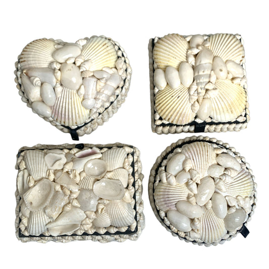 WHITE SHELL JEWEL BOX  3 inch - 4 SHAPES